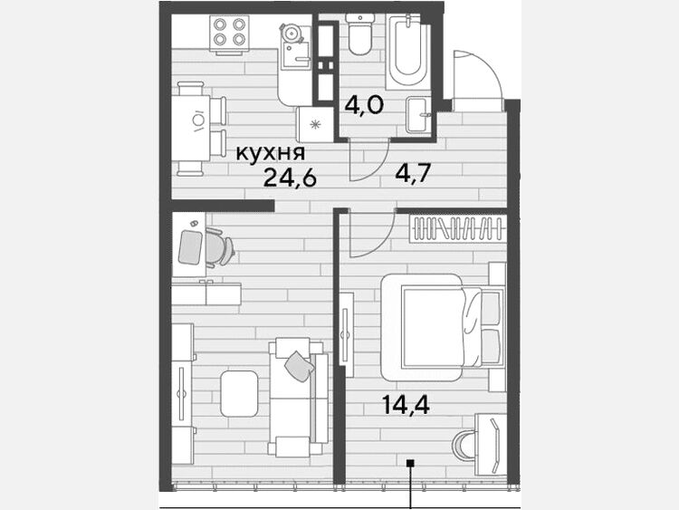 2-комнатная квартира, 47.70 м², 16/16 этаж фото 0