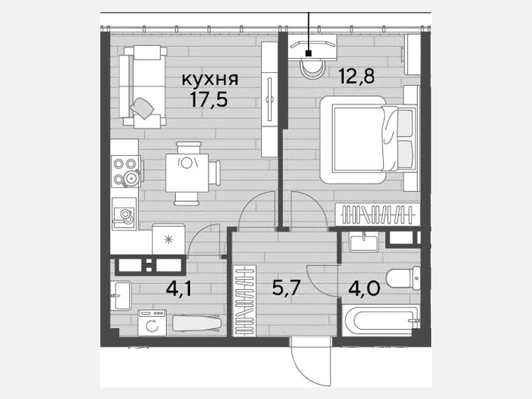 2-комнатная квартира, 44.10 м², 16/16 этаж фото 0