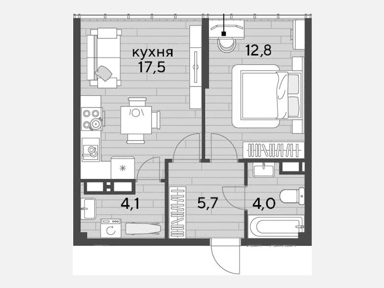 2-комнатная квартира, 44.10 м², 16/16 этаж фото 0