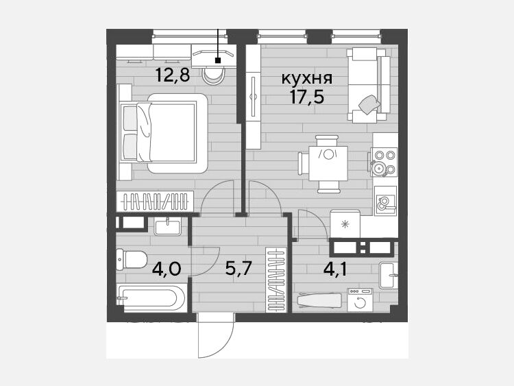 2-комнатная квартира, 44.10 м², 12/16 этаж фото 0