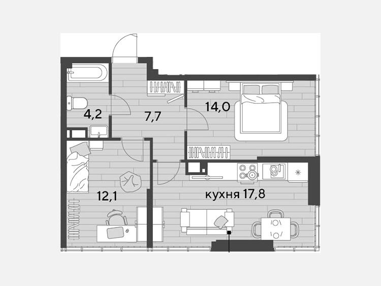 3-комнатная квартира, 55.80 м², 16/16 этаж фото 0