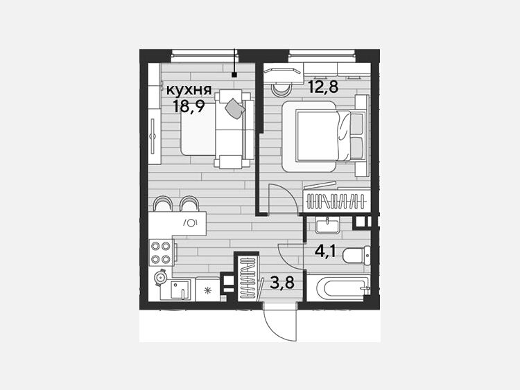 2-комнатная квартира, 39.60 м², 3/16 этаж фото 0