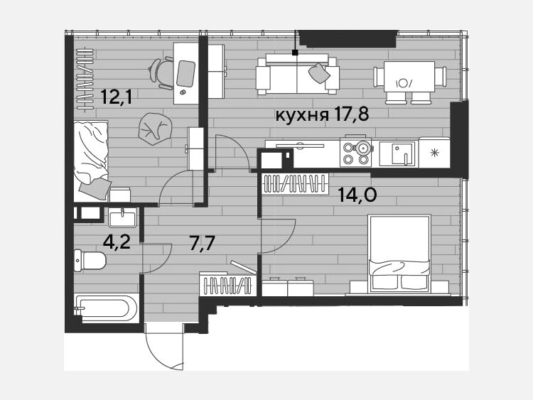 3-комнатная квартира, 55.80 м², 16/16 этаж фото 0