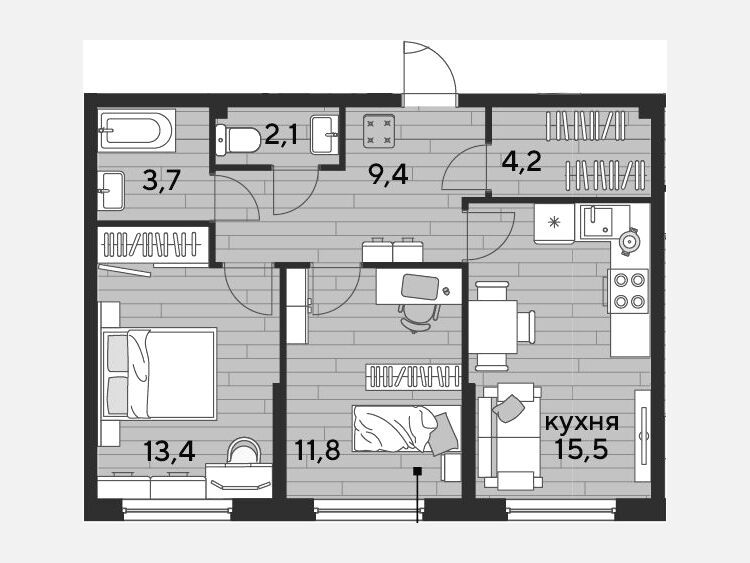 3-комнатная квартира, 60.10 м², 2/16 этаж фото 0