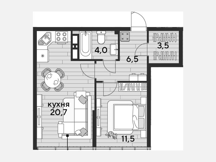 2-комнатная квартира, 46.20 м², 16/16 этаж фото 0