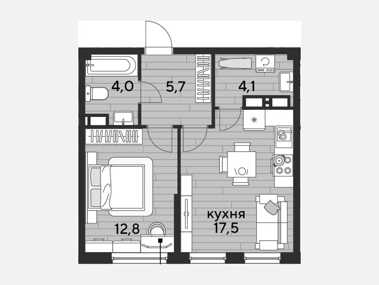 2-комнатная квартира, 44.10 м², 10/16 этаж фото 0