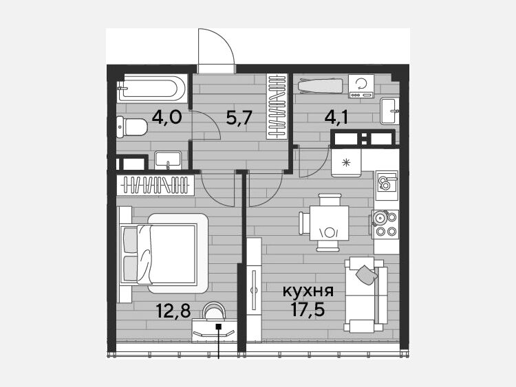 2-комнатная квартира, 44.10 м², 15/16 этаж фото 0