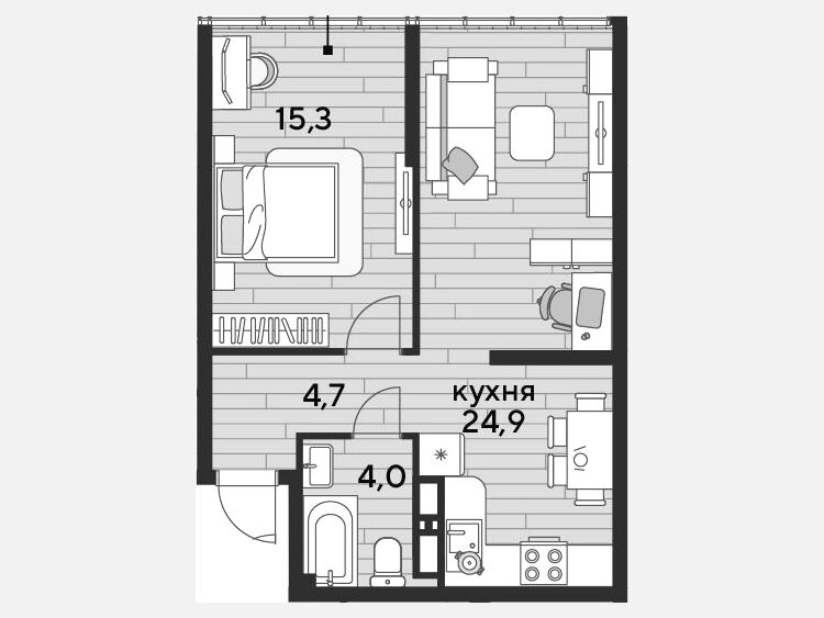 2-комнатная квартира, 48.90 м², 16/16 этаж фото 0