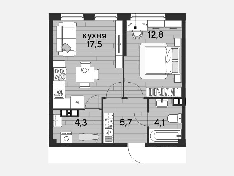 2-комнатная квартира, 44.40 м², 4/19 этаж фото 0