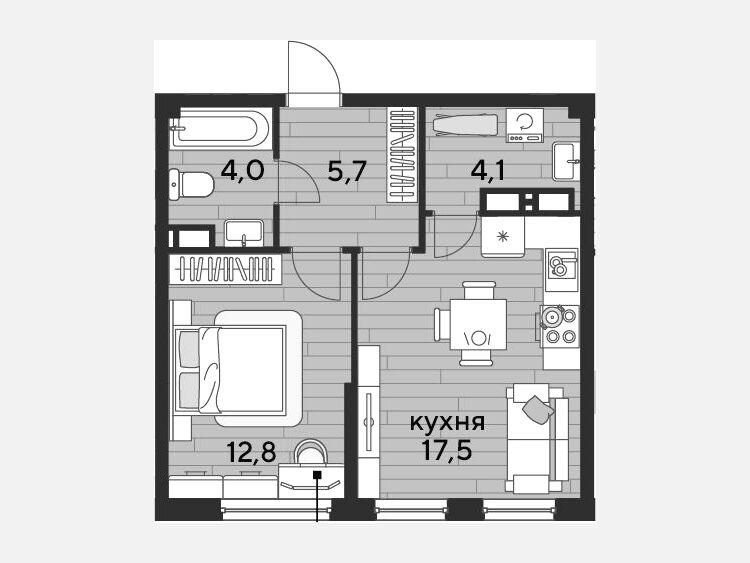 2-комнатная квартира, 44.10 м², 14/16 этаж фото 0