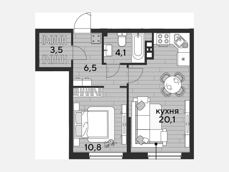 2-комнатная квартира, 45 м², 5/16 этаж фото 0