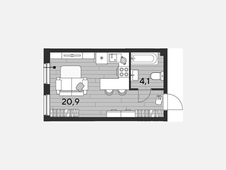 Студия, 25 м², 2/16 этаж фото 0