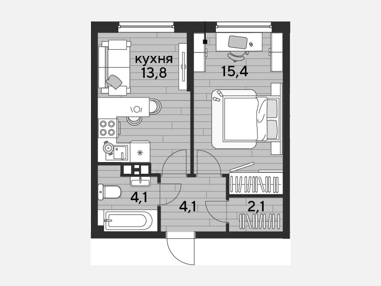 1-комнатная квартира, 39.50 м², 9/16 этаж фото 0