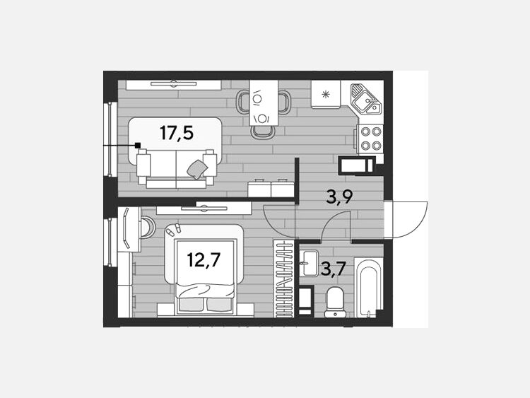 2-комнатная квартира, 37.80 м², 12/16 этаж фото 0