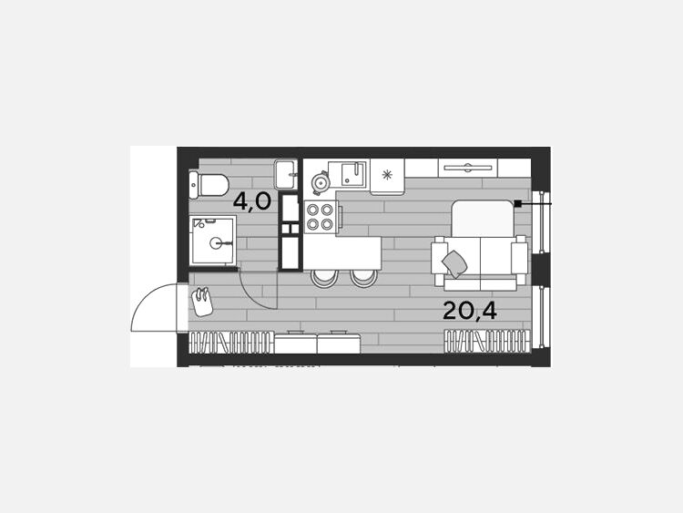 Студия, 24.40 м², 12/16 этаж фото 0