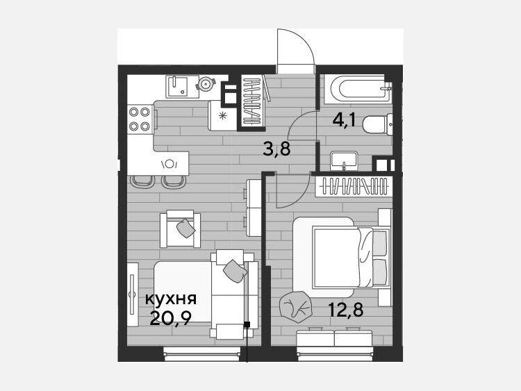 2-комнатная квартира, 41.60 м², 6/16 этаж фото 0