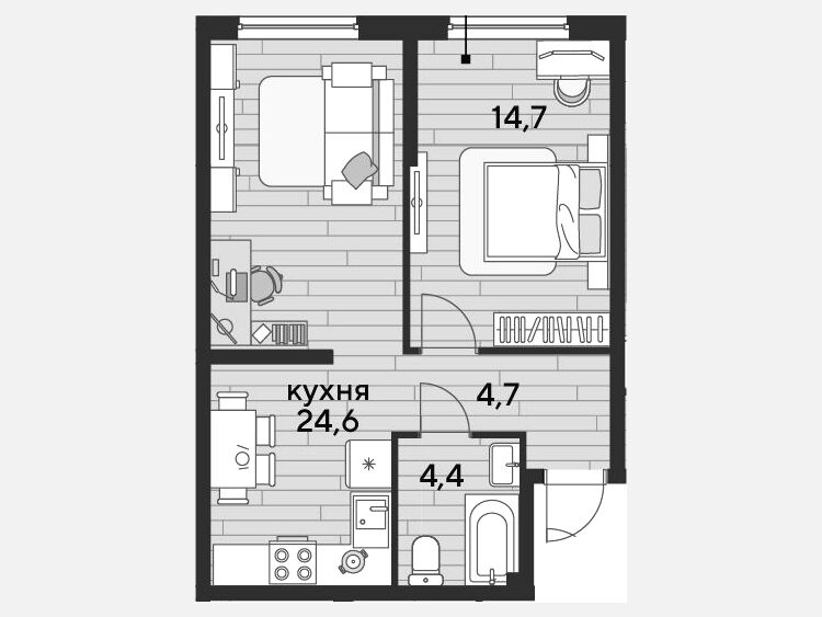 2-комнатная квартира, 48.40 м², 2/16 этаж фото 0