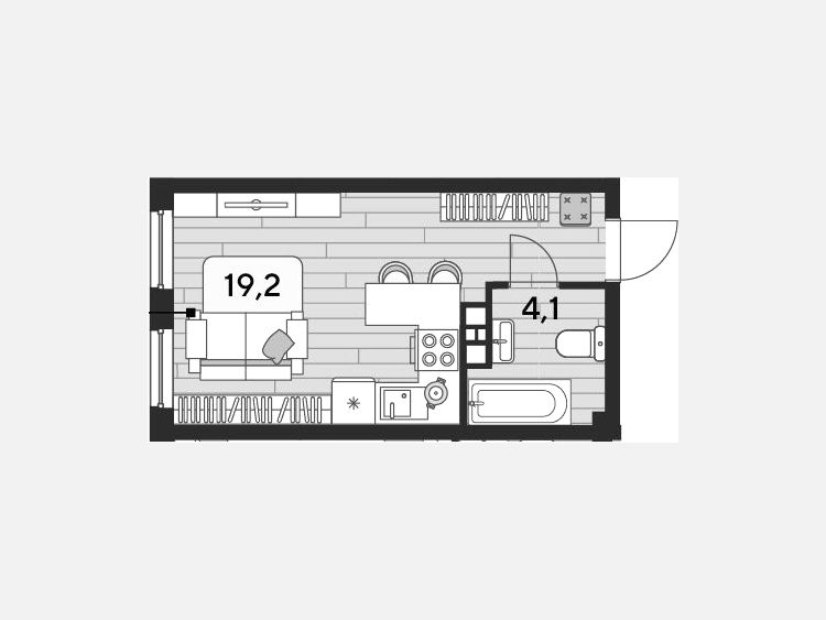 Студия, 23.30 м², 3/16 этаж фото 0