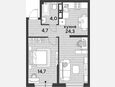 2-комнатная квартира, 47.70 м², 11/16 этаж фото 0