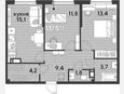3-комнатная квартира, 59.40 м², 12/16 этаж фото 0