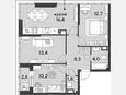 3-комнатная квартира, 66.80 м², 16/16 этаж фото 0
