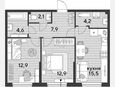 3-комнатная квартира, 60.10 м², 2/16 этаж фото 0