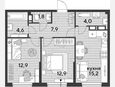 3-комнатная квартира, 59.30 м², 11/16 этаж фото 0