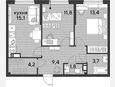 3-комнатная квартира, 59.40 м², 11/16 этаж фото 0