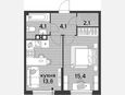 1-комнатная квартира, 39.50 м², 8/16 этаж фото 0