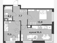 3-комнатная квартира, 53.50 м², 14/16 этаж фото 0