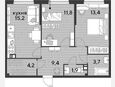3-комнатная квартира, 59.60 м², 5/16 этаж фото 0