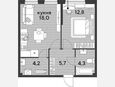 2-комнатная квартира, 45 м², 2/16 этаж фото 0
