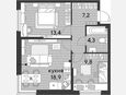 3-комнатная квартира, 53.60 м², 2/16 этаж фото 0