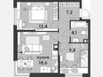 3-комнатная квартира, 53.10 м², 6/16 этаж фото 0