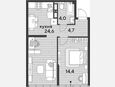 2-комнатная квартира, 47.70 м², 16/16 этаж фото 0