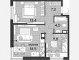 3-комнатная квартира, 52.90 м², 11/16 этаж фото 0
