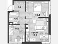 3-комнатная квартира, 52.90 м², 16/16 этаж фото 0