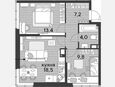 3-комнатная квартира, 52.90 м², 16/16 этаж фото 0