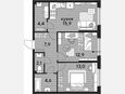 3-комнатная квартира, 60.80 м², 2/19 этаж фото 0