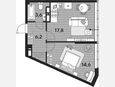 2-комнатная квартира, 42.20 м², 18/19 этаж фото 0