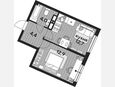 1-комнатная квартира, 34 м², 15/19 этаж фото 0