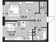 1-комнатная квартира, 39.50 м², 8/19 этаж фото 0