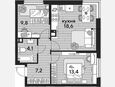 3-комнатная квартира, 53.10 м², 5/19 этаж фото 0