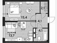 1-комнатная квартира, 39.30 м², 11/19 этаж фото 0