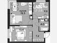 3-комнатная квартира, 52.90 м², 10/19 этаж фото 0