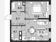 2-комнатная квартира, 44.10 м², 13/19 этаж фото 0