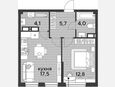 2-комнатная квартира, 44.10 м², 12/19 этаж фото 0