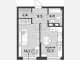1-комнатная квартира, 37.30 м², 14/19 этаж фото 0