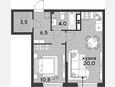 2-комнатная квартира, 44.80 м², 10/19 этаж фото 0