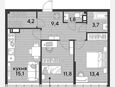 3-комнатная квартира, 59.40 м², 18/19 этаж фото 0
